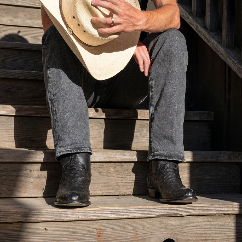 Grand Quill Straußenleder-Reißverschlussstiefel